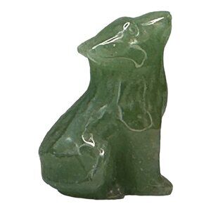 WolfSpirit Animal Carved Green Adventurine Crystal 1.3” Stone of Opportunity luc